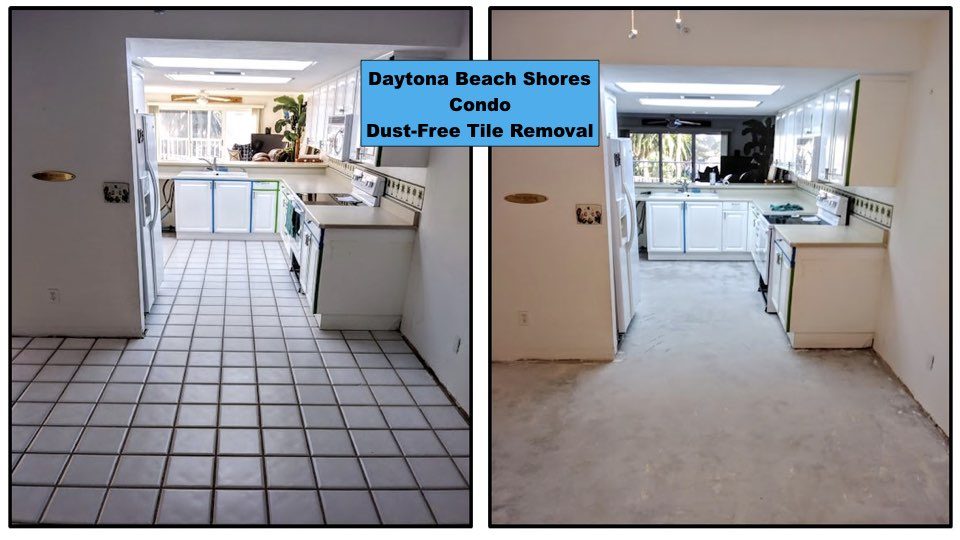 Tile removal in a Daytona Beach condo to get a fresh new look.